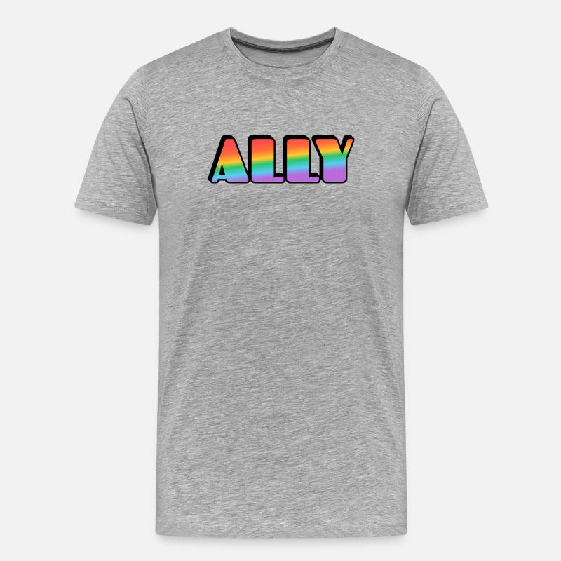 Ally Rainbow Letters - Männer Premium Bio T-Shirt - Grau meliert