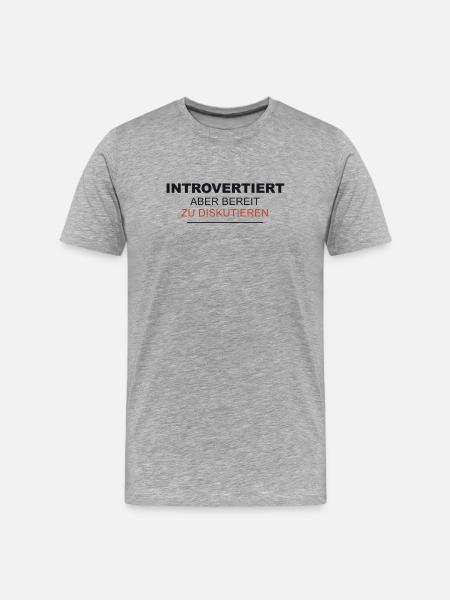 Introvertiert Diskutieren - Männer Premium Bio T-Shirt - Grau meliert