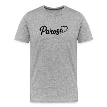 Paros Heartbeat Grèce - T-shirt bio Premium Homme - gris chiné - Devant - Damien (186cm)