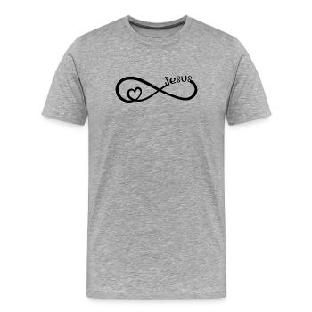 Jesus Love forever - Männer Premium Bio T-Shirt - Grau meliert - Vorne - Damien (186cm)