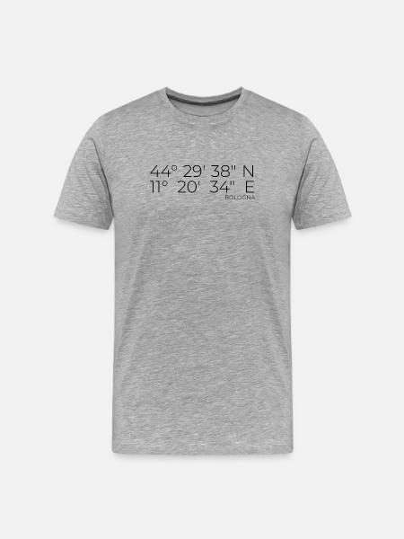 Coordinates: Bologna, Italy - Men's Premium Organic T-Shirt - heather grey