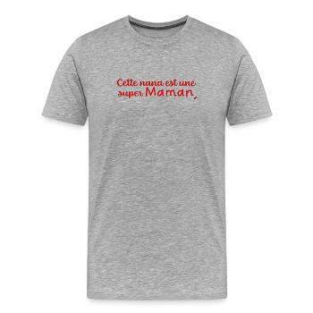 Super maman - T-shirt bio Premium Homme - gris chiné - Devant - Damien (186cm)