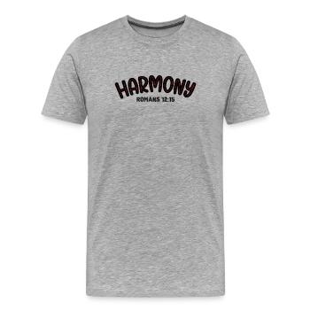 Harmony Red Line Typography - Men's Premium Organic T-Shirt - heather grey - Front - Damien (186cm)