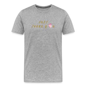 Merci Butterfly Gold Lettering - T-shirt bio Premium Homme - gris chiné - Devant - Damien (186cm)