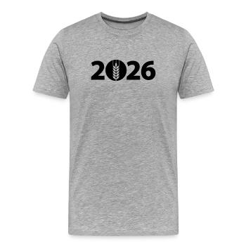 Wheat 2026, Harvest 2026, Farmer 2026 - Men's Premium Organic T-Shirt - heather grey - Front - Damien (186cm)