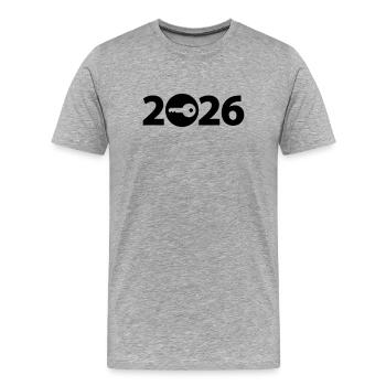 Client 2026, locksmith 2026 - Men's Premium Organic T-Shirt - heather grey - Front - Damien (186cm)