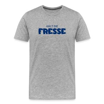 Halt die Fresse - Cooler Spruch - Männer Premium Bio T-Shirt - Grau meliert - Vorne - Damien (186cm)