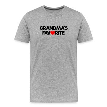 Favorite Grandchild Red Heart Grandma's Favorite - Männer Premium Bio T-Shirt - Grau meliert - Vorne - Damien (186cm)