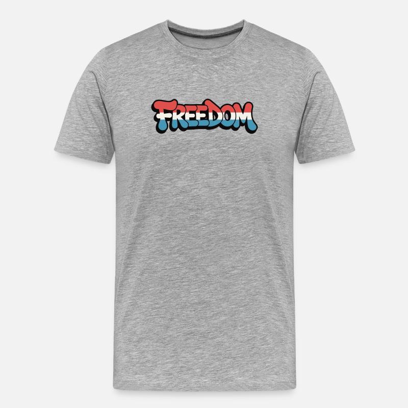 Freedom Typografie Statement Design - Männer Premium Bio T-Shirt - Grau meliert