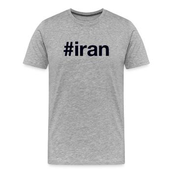 Iran Hashtag - T-shirt bio Premium Homme - gris chiné - Devant - Damien (186cm)