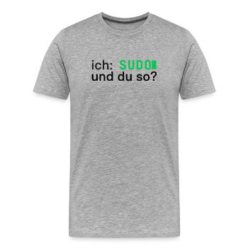 ich: SUDO und du so? Linux Programmierer - dunkel - Männer Premium Bio T-Shirt - Grau meliert - Vorne - Damien (186cm)