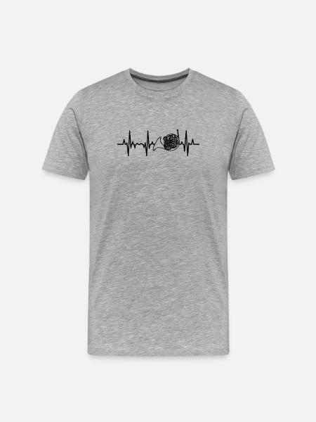 French horn ECG heartline - Men's Premium Organic T-Shirt - heather grey