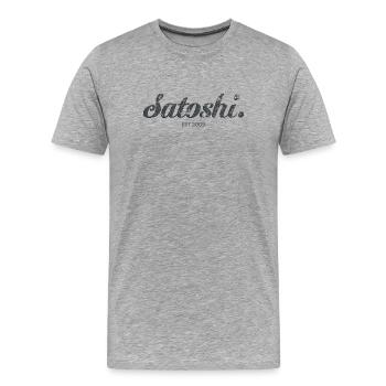 Satoshi Nakamoto Bitcoin Crypto Erfinder - Männer Premium Bio T-Shirt - Grau meliert - Vorne - Damien (186cm)