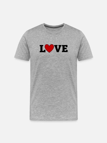 Crimson Heart with Navy Outline - Men's Premium Organic T-Shirt - heather grey
