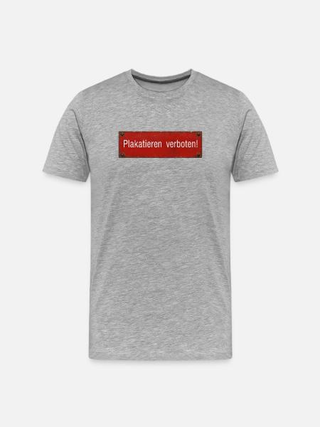 Verbotenes Plakat-Schild - Männer Premium Bio T-Shirt - Grau meliert