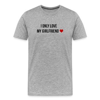 Je n’aime que mon cœur de copine - T-shirt bio Premium Homme - gris chiné - Devant - Damien (186cm)