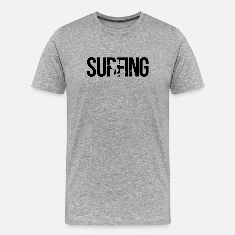 surfing Surfen - Männer Premium Bio T-Shirt - Grau meliert