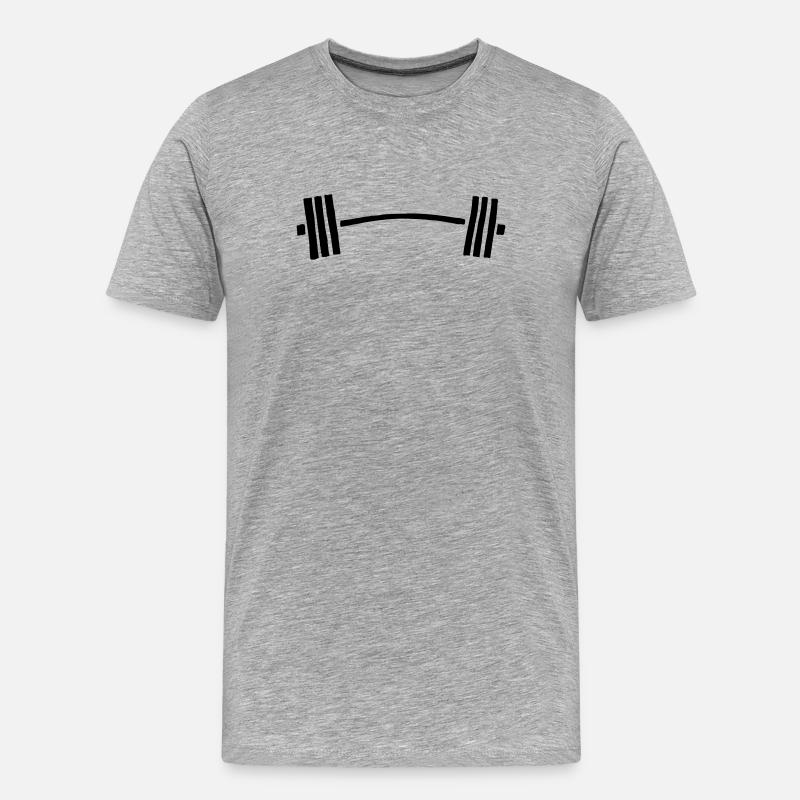 hantel langhantel gebogen - Männer Premium Bio T-Shirt - Grau meliert