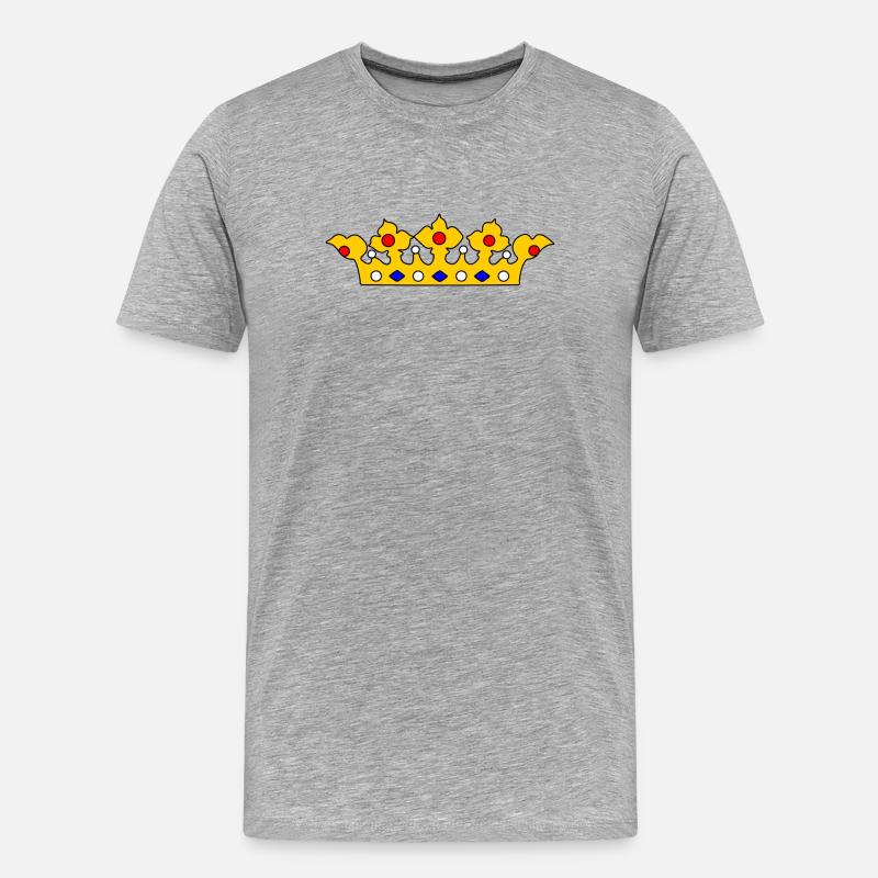 Goldene Krone mit Perlen - Männer Premium Bio T-Shirt - Grau meliert