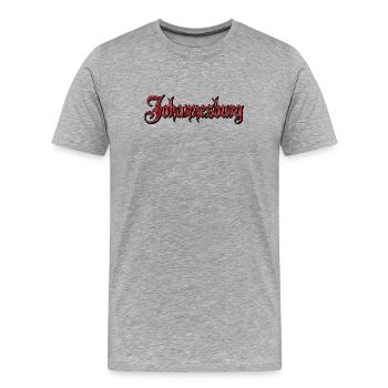 Lettrage de Johannesburg au look gothique - T-shirt bio Premium Homme - gris chiné - Devant - Damien (186cm)