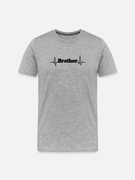 Brother lettering with heartbeat - Men's Premium Organic T-Shirt - heather grey