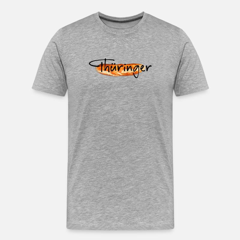 Thüringen Bratwurst - Männer Premium Bio T-Shirt - Grau meliert