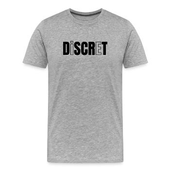 DISCRET !  - T-shirt bio Premium Homme - gris chiné - Devant - Damien (186cm)