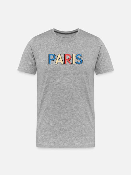 Mehrfarbiges Retro-Paris - Männer Premium Bio T-Shirt - Grau meliert