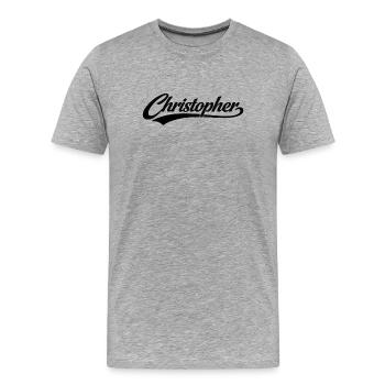Nom Christopher : premier nom de famille - T-shirt bio Premium Homme - gris chiné - Devant - Damien (186cm)