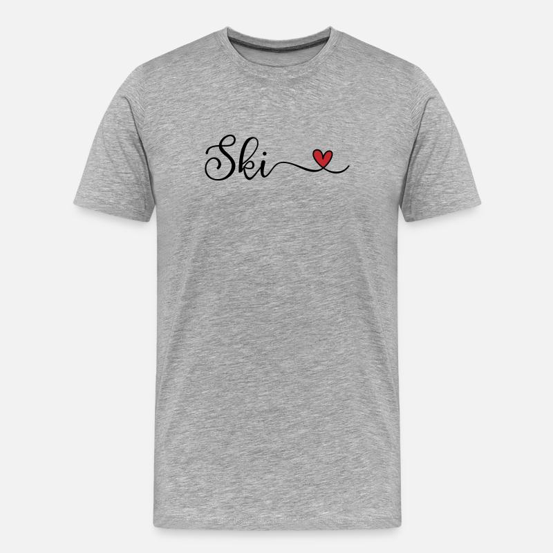 Ski mitHerz - Männer Premium Bio T-Shirt - Grau meliert