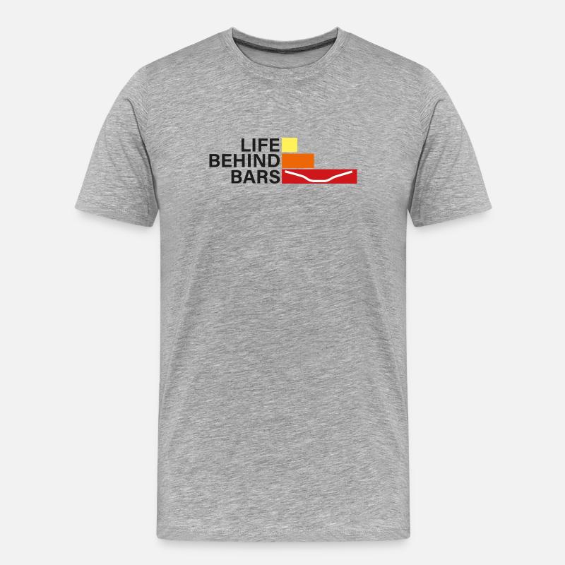 LEBEN HINTER GITTERN Leben hinter Hanteln - Männer Premium Bio T-Shirt - Grau meliert