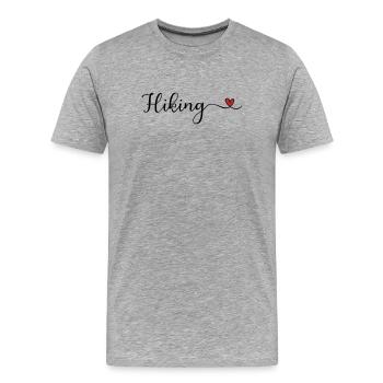 Wanderherz-Typografie - Männer Premium Bio T-Shirt - Grau meliert - Vorne - Damien (186cm)