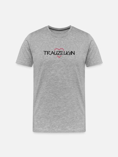 Trauzeugin Herz Junggesellinnenabschied - Männer Premium Bio T-Shirt - Grau meliert