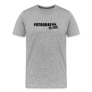 fotograf on tour - Männer Premium Bio T-Shirt - Grau meliert - Vorne - Damien (186cm)