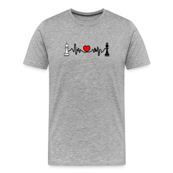 Échecs cardio roi noir et reine blanc - T-shirt bio Premium Homme - gris chiné - Devant - Damien (186cm)