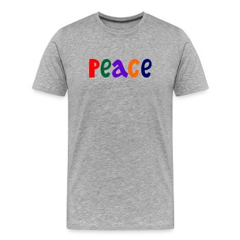 Farbige Buchstaben mit dem Wort Frieden "Frieden" - Männer Premium Bio T-Shirt - Grau meliert - Vorne - Damien (186cm)
