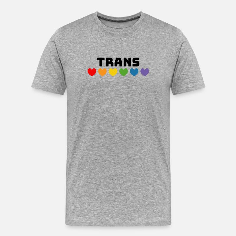 Cuore arcobaleno trans nero - Maglietta ecologica premium da uomo - grigio melange