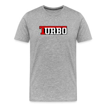 Turbo - Rot, Weiß & Schwarz Turbolader - Männer Premium Bio T-Shirt - Grau meliert - Vorne - Damien (186cm)