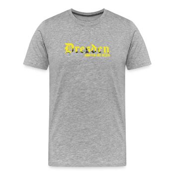Dresden - Männer Premium Bio T-Shirt - Grau meliert - Vorne - Damien (186cm)