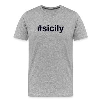 SICILY Hashtag - Men's Premium Organic T-Shirt - heather grey - Front - Damien (186cm)