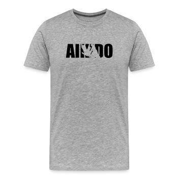 Classical Aikido Design – Calm & Strength - Men's Premium Organic T-Shirt - heather grey - Front - Damien (186cm)