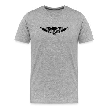 Skull Wings Biker Motorcycling - Männer Premium Bio T-Shirt - Grau meliert - Vorne - Damien (186cm)