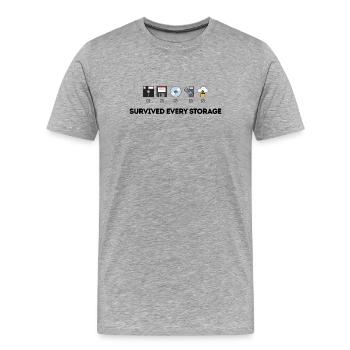 Data Storage Evolution - Tech Icons - Men's Premium Organic T-Shirt - heather grey - Front - Damien (186cm)