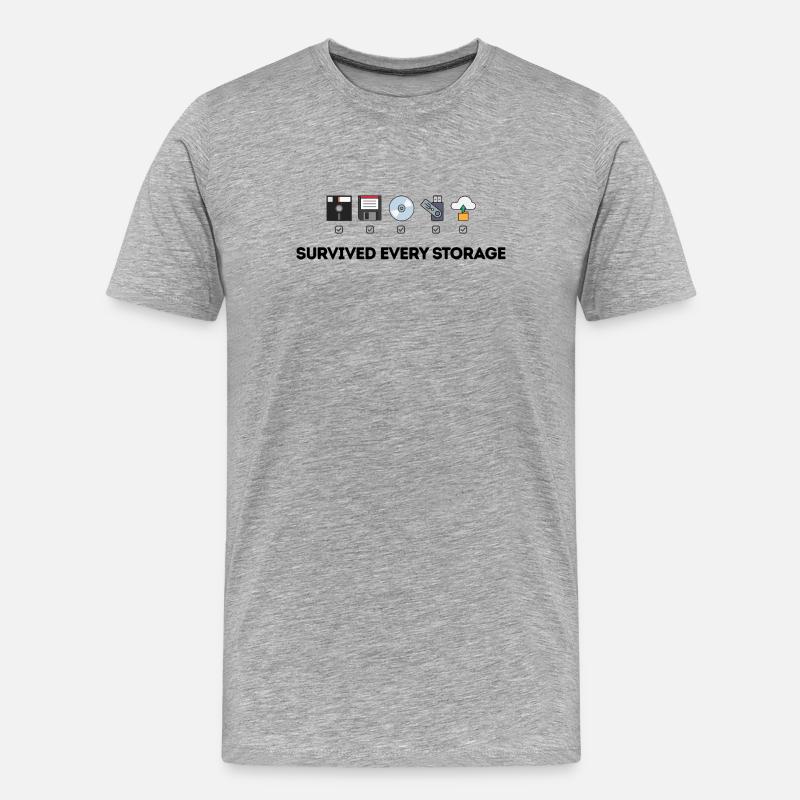 Entwicklung der Datenspeicherung – Tech-Ikonen - Männer Premium Bio T-Shirt - Grau meliert