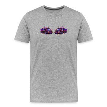 Camions néon - T-shirt bio Premium Homme - gris chiné - Devant - Damien (186cm)