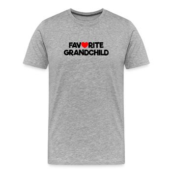 Petit-enfant préféré de Drôle de Cœur Rouge - T-shirt bio Premium Homme - gris chiné - Devant - Damien (186cm)
