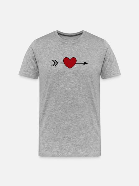 Cadeau rouge de la Saint-Valentin - T-shirt bio Premium Homme - gris chiné