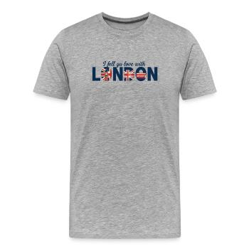 London Love – Big Ben & Union Jack Design - T-shirt bio Premium Homme - gris chiné - Devant - Damien (186cm)