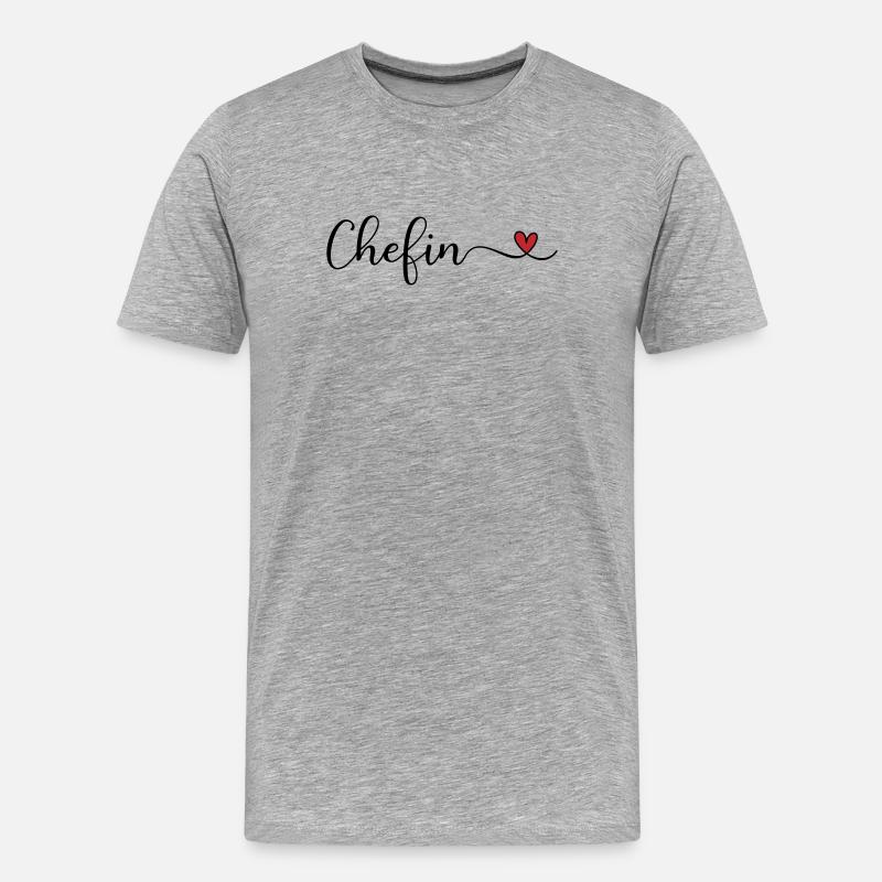 Chefin - Männer Premium Bio T-Shirt - Grau meliert