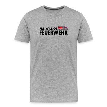 Freiwillige Feuerwehr Feuerwehrauto Feuerwehrmann - Männer Premium Bio T-Shirt - Grau meliert - Vorne - Damien (186cm)